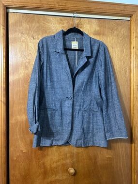Fossil Denim-like 100% Cotton Single-Button Blazer